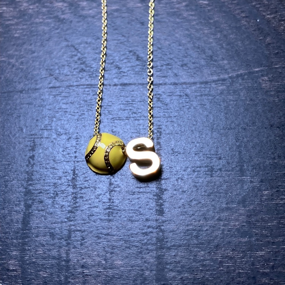 Kids I Love Softball Necklace Gold Tone Chain Charm Gift Bag - Picture 3 of 6